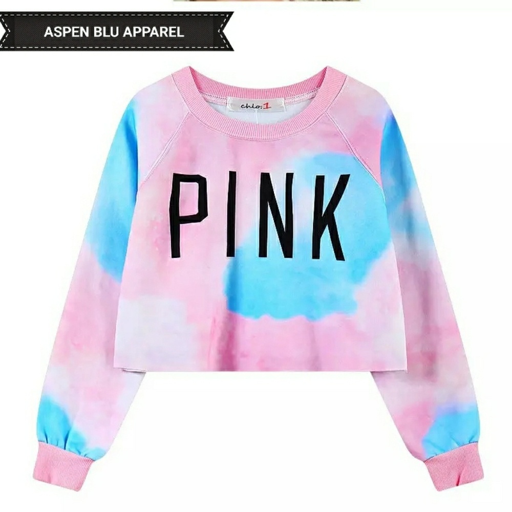 Spring Harajuku Love Pink Sweatshirts Crop